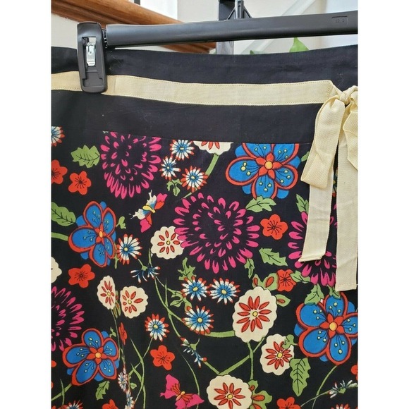 Mix Nouveau Women's Black Floral 100% Cotton Pull on A-Line Casual Skirt Size 16 - Picture 3 of 10